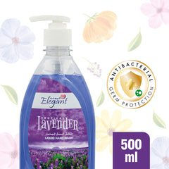 Elegant Lovely Lavender Anti-Bacterial Hand Wash – 500ml – Set of 6 – Effective Germ Protection, Hygienic – Original Hand Wash provides Gentle, Effective Skincare – Fragrant And Soft On The Skin