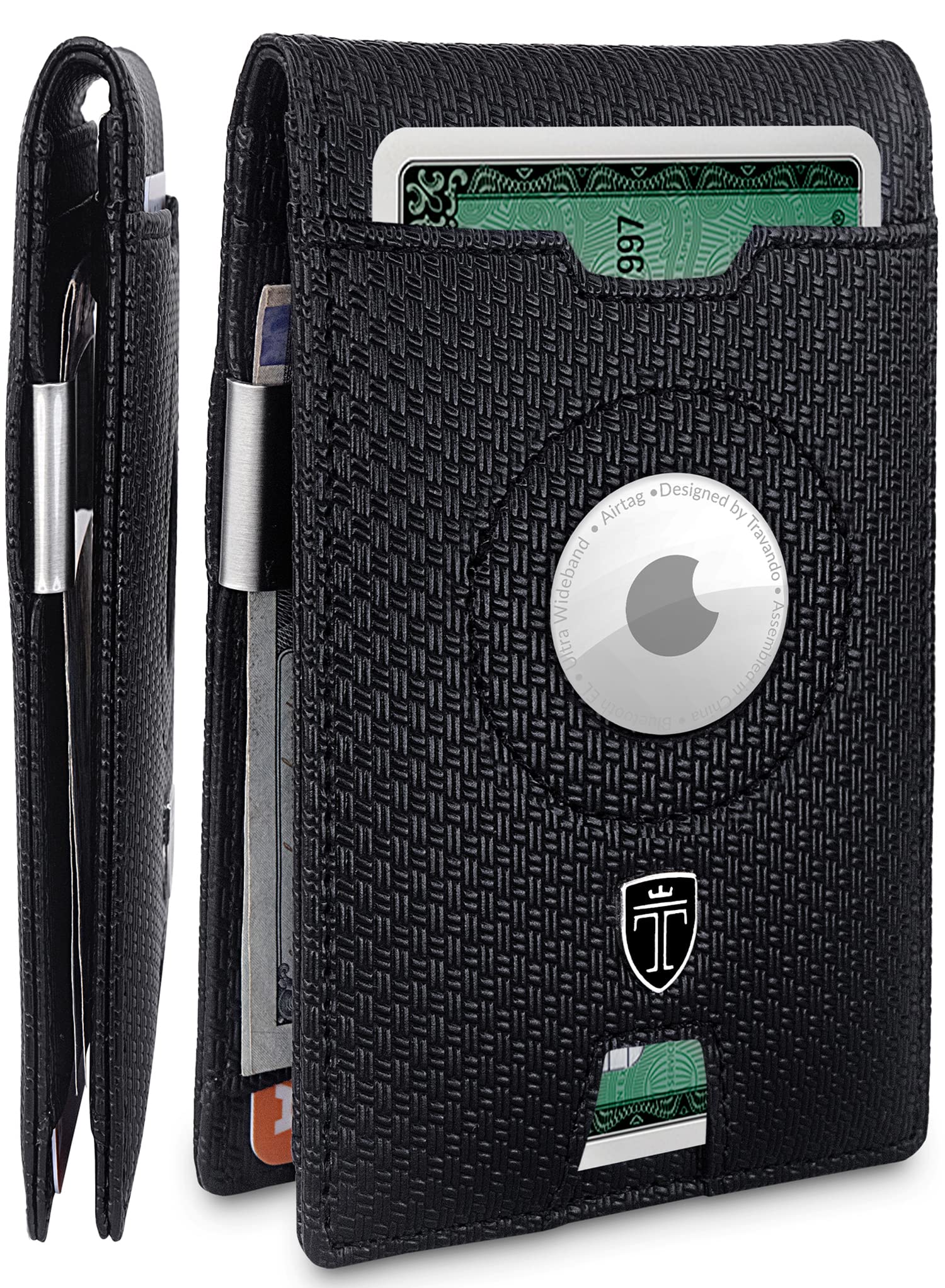 TRAVANDO AirTag* Wallet Mens Wallet with Money Clip Air Tag Wallet