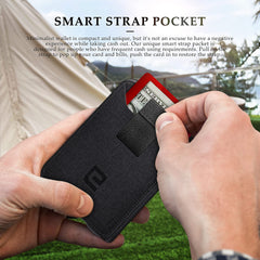 ENIGMA Dapper PU Leather Bifold Front Pocket Slim Wallet for Men, Aluminum Metal Travel Tactical RFID Blocking Card Holder Money Clip, Ideal Men's Gift - Black