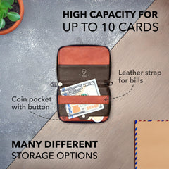 Vaultskin Notting Hill zip wallet with RFID protection (Brown)