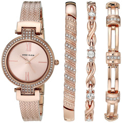 Anne Klein Women's Premium Crystal Accented Watch and Bracelet Set, AK/3584