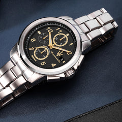 Maserati Men's Successo Solar 44 mm Case Black Dial Wrist Watch, Stainless Steel Bracelet