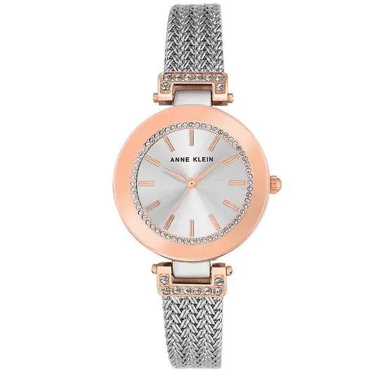 Anne Klein Womens 30mm Stainless Steel Mesh Bracelet Watch, Elegant and Durable Design