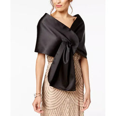 Adrianna Papell Women's Charmeuse Shawl, Elegant and Versatile for Formal Wear, Black , Size OS