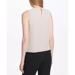 Macy's Sleeveless Pleated Blouse-Khaki