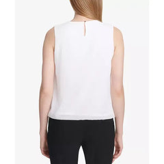 Macy's Sleeveless Pleated Blouse-White