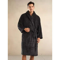 Textured Night Robe - Black