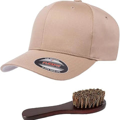Flexfit Wooly Combed Men's Athletic Stretch Fitted Baseball Cap Bundle with THP Hat & Clothing Brush
