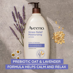 Aveeno Daily Stress Relief Body Lotion with Lavender Scent for Moisturizing, Natural Oatmeal to Calm & Relax, Non-Greasy, 12 fl. oz