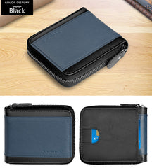 Admetus Mens RFID Blocking Wallets Zipper Leather Wallet for Men Bifold RFID Card Holder, Black-19, M