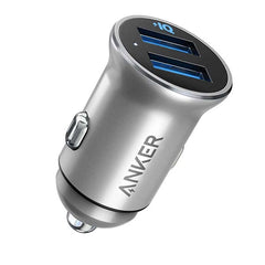 Anker PowerDrive 2 Alloy Metal Mini 24W 4.8A Car Charger β Silver