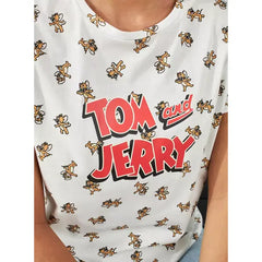 MAX FASHION Tom and Jerry Print Better Cotton T-shirt with Round Neck-White