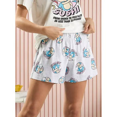MAX FASHION Sonic the Hedgehog Print Cotton Shorts Set-White