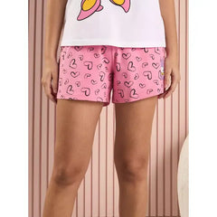 MAX FASHION Daisy Duck Print Cotton Shorts Set-White