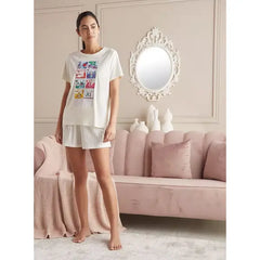 MAX FASHION BT21 Print Shorts Set-Cream
