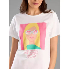 MAX FASHION Barbie Print Cotton Pyjama Set-White