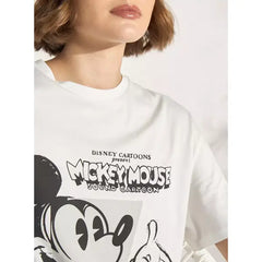 MAX FASHION Mickey Mouse Print T-shirt-White