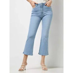 MAX FASHION Plain Flared Leg Jeans-Blue