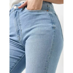 MAX FASHION Plain Flared Leg Jeans-Blue