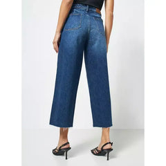 MAX FASHION High-Rise Straight Fit Culotte Jeans-Blue