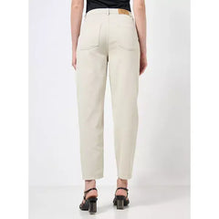MAX FASHION Plain Pleated Mom Jeans-cream