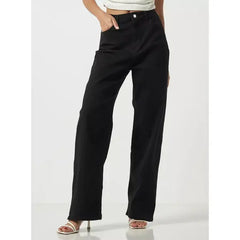 MAX FASHION Wide Leg Jeans-Black