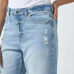 MAX FASHION Barrel-Leg High Rise Jeans_Blue