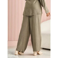 MAX FASHION Crinkled Wide Leg Maternity Pants-Green