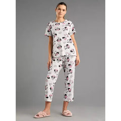 MAX FASHION All-Over Minnie Mouse Print Pyjama Set-Gray