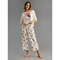 MAX FASHION Hello Kitty Print Pyjama Set-White