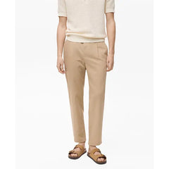 MANGO Men's EU Slim-Fit Linen-Blend Drawstring Pant