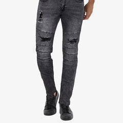 X-Ray Men's Rawx Slim Fit Moto Detail Stretch Jeans