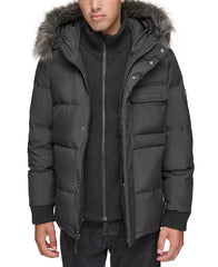 Men's Nisko Short Channel Quilted Puffer Jacket with Faux Fur Hood