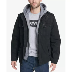 Men’s Sherpa Lined Two Pocket Hooded Trucker Jacket