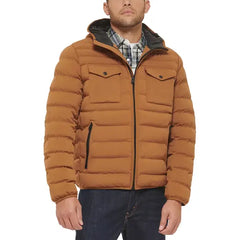 Men's Stretch Hooded Two-Pocket Quilted Jacket