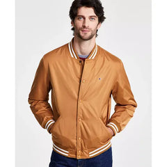 Men's Classic Logo Striped-Trim Varsity Jacket