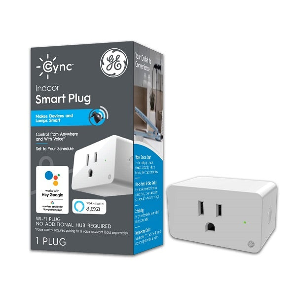 C BY GE On/Off Smart Plug with Smart Bridge, Alexa + Google Home Compatible Bluetooth/Wi-Fi Enabled (CPLGSTDBLW1/ST-WT1P)