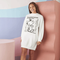 Max fashion Snoopy Print Oversized Sweat Dress cream
