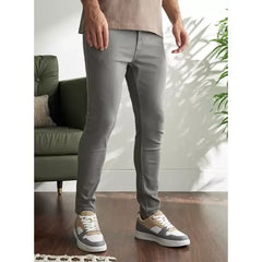 MAX FASHION Plain Slim Fit Jeans with Pockets-Gray