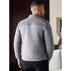 Woven Panel Jacket with Zip Closure gray