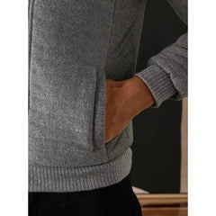 Woven Panel Jacket with Zip Closure gray