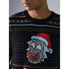 Rick and Morty Textured Sweater Black