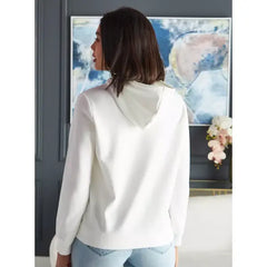 MAX FASHION Stitch Print Hoodie-White
