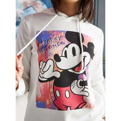 MAX FASHION Mickey Mouse Print Hoodie-White