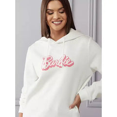 MAX FASHION Barbie Print Hooded Sweatshirt-White