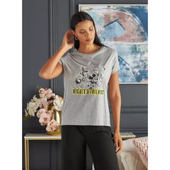 MAX FASHION Mickey Mouse and Friends Print T-shirt-Gray