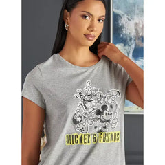 MAX FASHION Mickey Mouse and Friends Print T-shirt-Gray