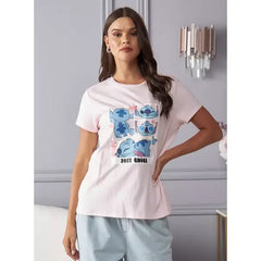 MAX FASHION Stitch Print T-shirt-Purple