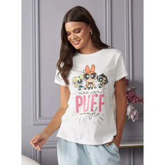 MAX FASHION Powerpuff Girls Print T-shirt-White