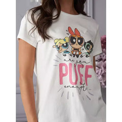 MAX FASHION Powerpuff Girls Print T-shirt-White